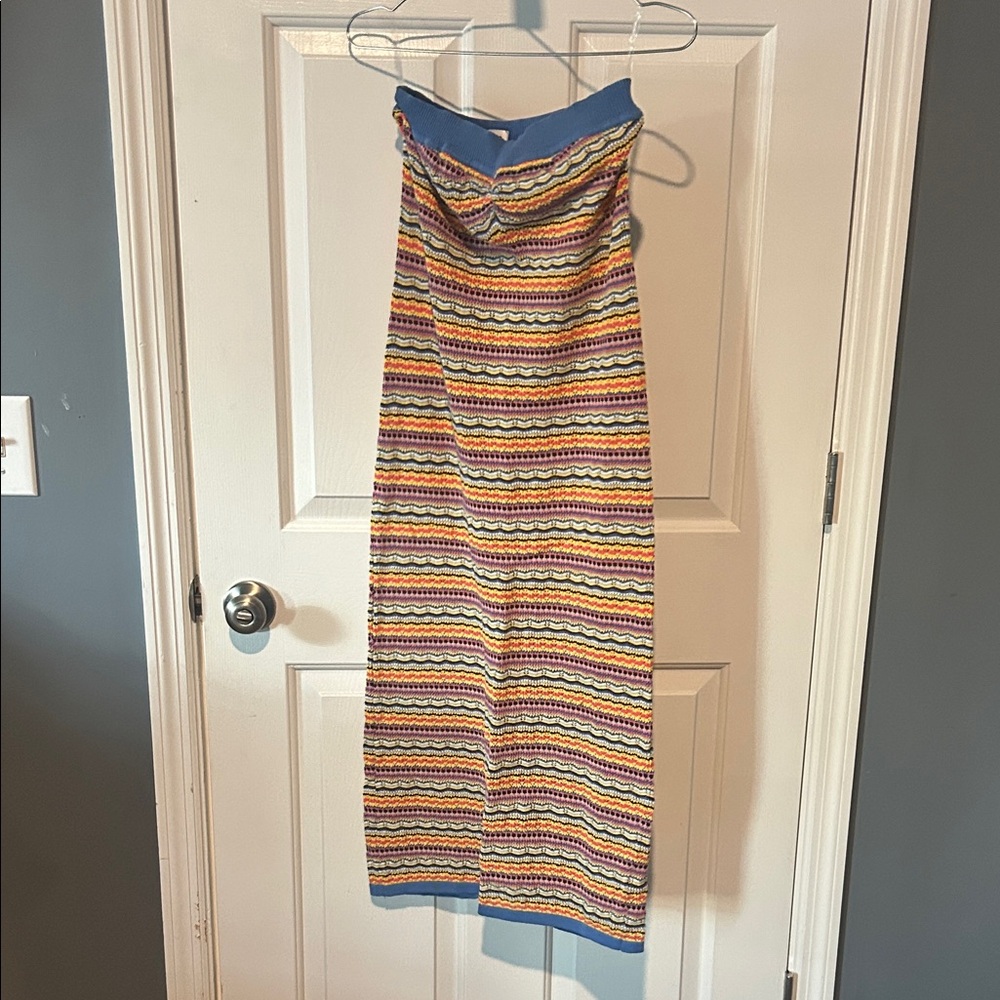 Colorful Striped strapless dress